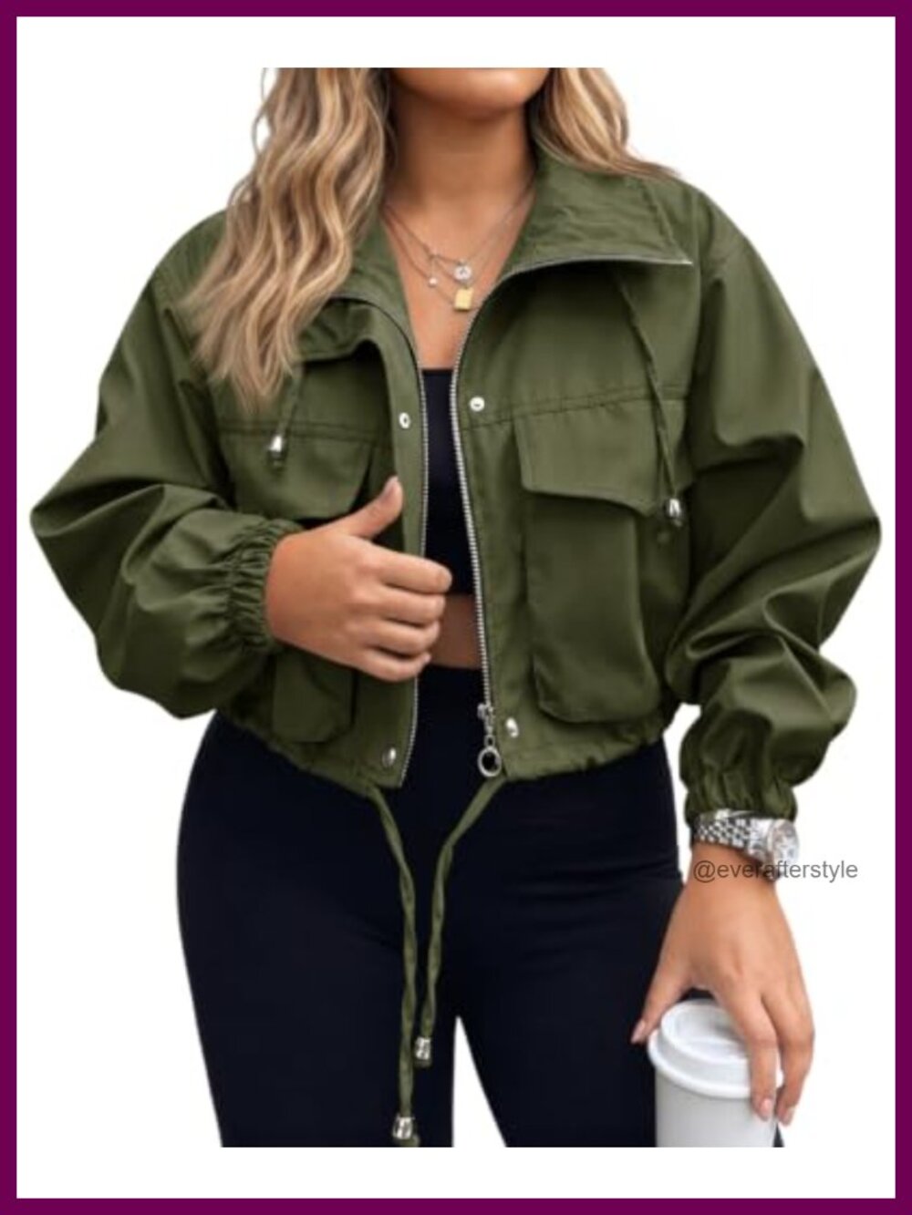 Plus Size Lightweight Cropped Utility Anorak Zip Up Jacket